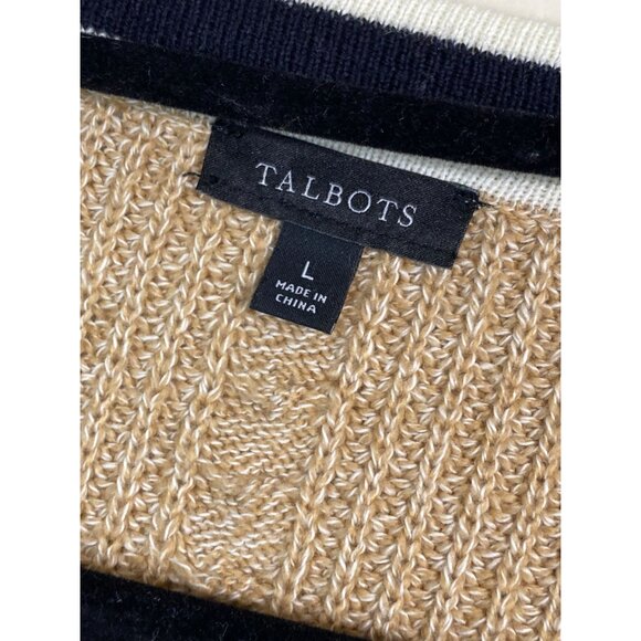 Talbots Womens‎ Cardigan Sweater size Large Brown cable Knit Preppy Nautical - Picture 3 of 16